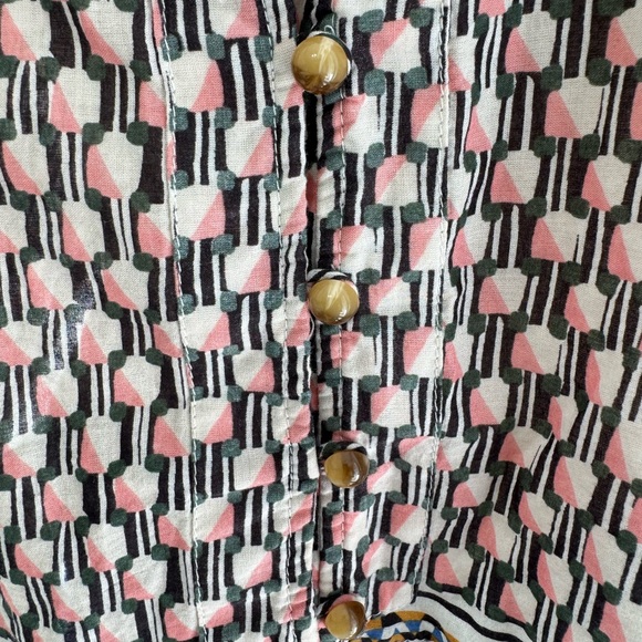 Maeve Women's Prema Sleeveless Button Tank Boho Ethnic Mixed Print Ruffle Size L - Picture 7 of 15